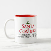 Noël | Père Noël arrive | Drôle Mug (Gauche)