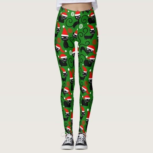Noël père Noël chats leggings (Devant)