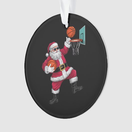 Noël Père Noël Dunking Un Basket-ball Noël (devant)