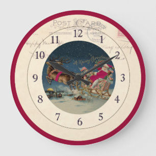Noël Père Noël et horloge de renne