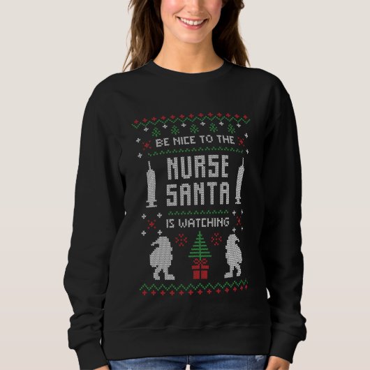 Noël Père Noël infirmière sweatshirt de pull moche (Devant)