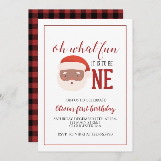 Noël Père Noël Invitation d'anniversaire (Devant / Derrière)