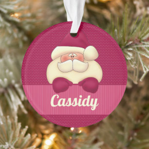 Noël Père Noël rose avec nom et ornement photo