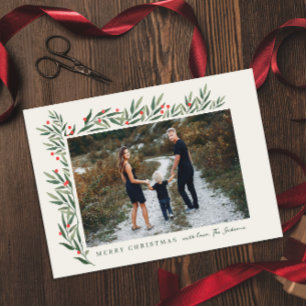Noël Photo Carte de voeux Verdure d'Hiver Ivoire