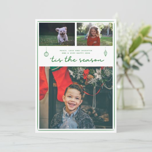 Noël photo moderne 3 | Carte de script simple (Debout devant)