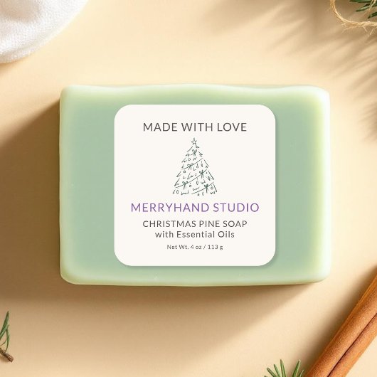 Noël Pine Arbre Savon Étiquette Crème vacances