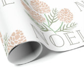 NOEL Pine Cone Pattern White Cadeaupapier (Rol Hoek)