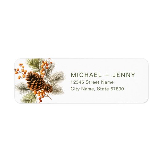 Noël Pine Cône Retourner l'adresse Étiquettes (Devant)