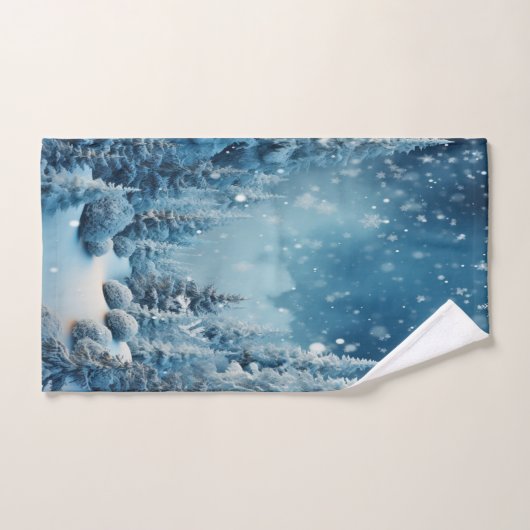 Noël Pine d'hiver Forêt neige (Serviette à main)