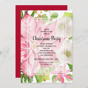 Noël Pink Poinsettia Floral Invitations