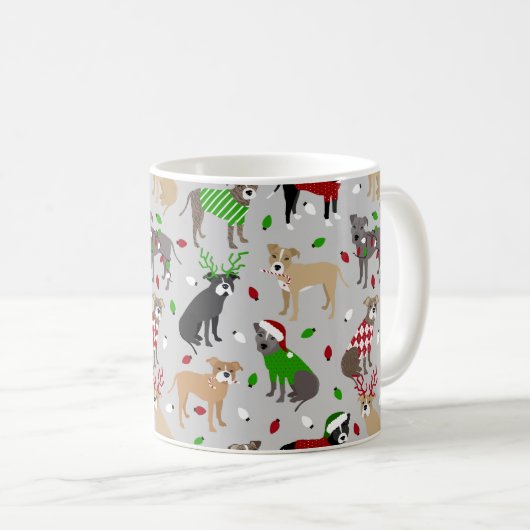 Noël Pitbull Chiens Café Mug (Devant droit)