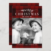 Noël Plaid Classic Carte photo de vacances (Devant / Derrière)