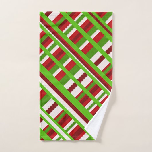 Noël Plaid Diagonal en rouge, vert et blanc (Serviette à main)