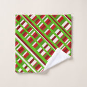 Noël Plaid Diagonal en rouge, vert et blanc (Gant de toilette)