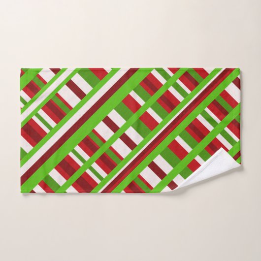 Noël Plaid Diagonal en rouge, vert et blanc (Serviette à main)