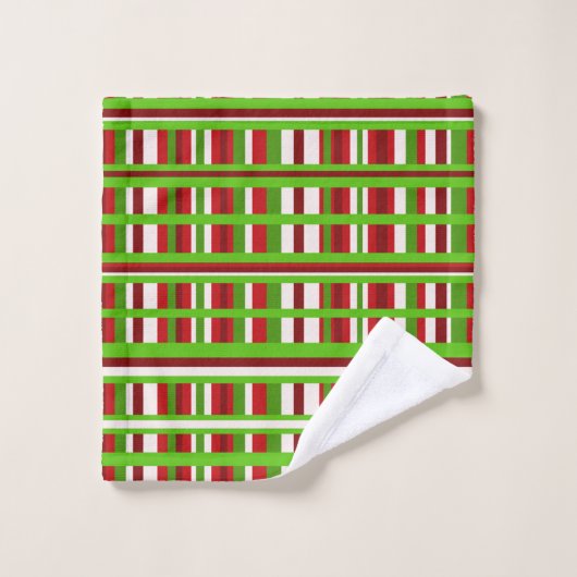 Noël Plaid en rouge, vert et blanc (Gant de toilette)