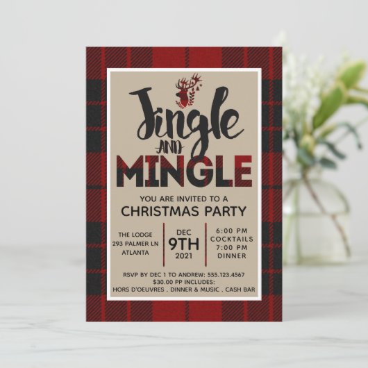 Noël Plaid Fête Invitation (Debout devant)