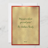 Noël Poem vacances Elégante carte rouge et or (Dos)