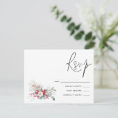 Noël Poinsettia Berries Script Wedding RSVP (Debout devant)