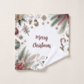 Noël Poinsettia et flocon d'or (Gant de toilette)