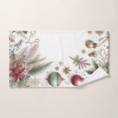 Noël Poinsettia et flocon d'or (Serviette à main)