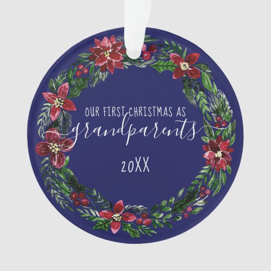 Noël Poinsettia Wreath Grand-parents Photo (devant)