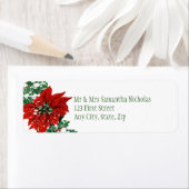 Noël Pointsettia Étiquettes de adresse d'hiver (En situation)