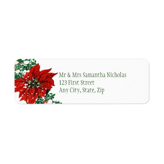 Noël Pointsettia Étiquettes de adresse d'hiver (Devant)