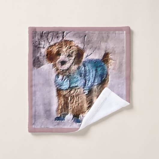 Noël Poodle Art (Gant de toilette)