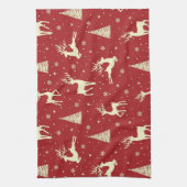 Noël Prancing Gold Deer Vacances Serviette de cuis (Vertical)