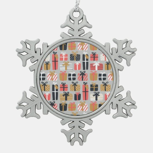 noël présente ornement en étain (Devant)