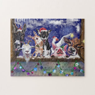 Noël Puzzle cadeau Bonne fête d'animaux de ferme