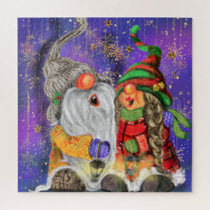 Noël Puzzle Deux Gnomes chantant une chanson joyeu