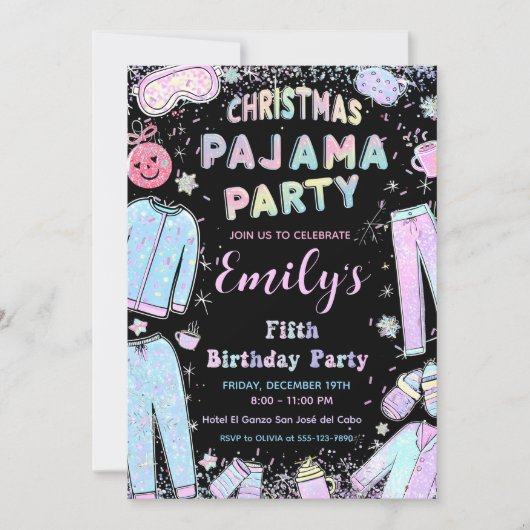 Noël pyjama fête pj fête invitations enfants (Devant)