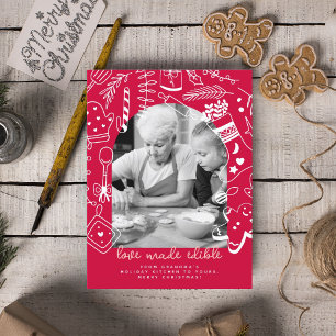 Noël Red Baking Spiritueux Carte photo brillant