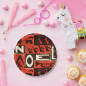 Noel Red Block Print Papieren Bordje (Feest)