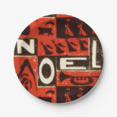 Noel Red Block Print Papieren Bordje (Voorkant)