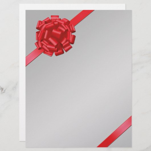 Noël Red Bow - Papier en-tête (Devant / Derrière)