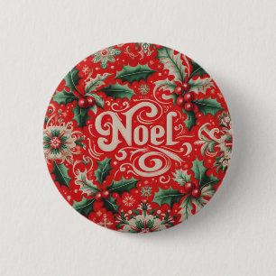 Noel Red & Green Ronde Button 5,7 Cm