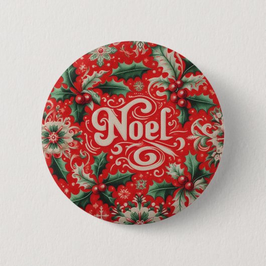 Noel Red & Green Ronde Button 5,7 Cm (Voorkant)