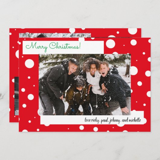 Noël Red neige Holiday 5 Carte photo (Devant / Derrière)