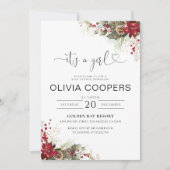 Noël Red Poinsettia Baby shower Invitation (Devant)