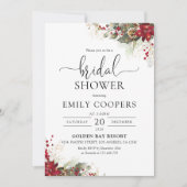 Noël Red Poinsettia nuptiale douche Invitation (Devant)