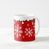 Noël Red Snowflakes Gite café Mug Cadeau (Devant droit)