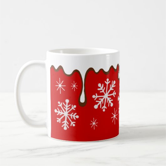Noël Red Snowflakes Gite café Mug Cadeau (Gauche)