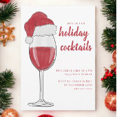 Noël Red Wine Père Noël Cocktail Party Invitation