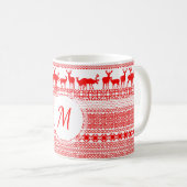 Noël Rein Deer Laponie Motif Monogramme Mug (Devant droit)