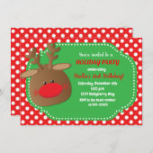 Noël Reindeer Polka Dot Invitations (Devant / Derrière)