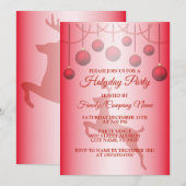 Noël Reindeer Red Holidays Invitation (Devant / Derrière)