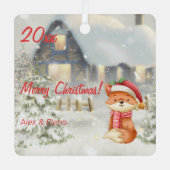 Noël renard maison photo Carré Ornement (Recto)